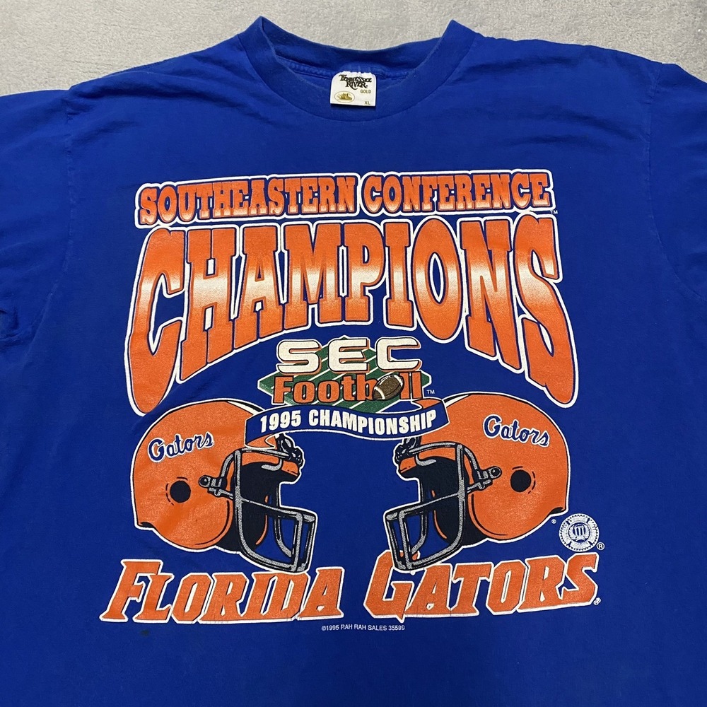 Vintage Florida Gators Football T Shirt Mens XL Blue 1995 SEC Champions 90s UF